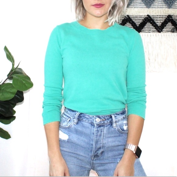 J. Crew Factory Sweaters - J.Crew Mint Green Cotton Wool Teddie Sweater